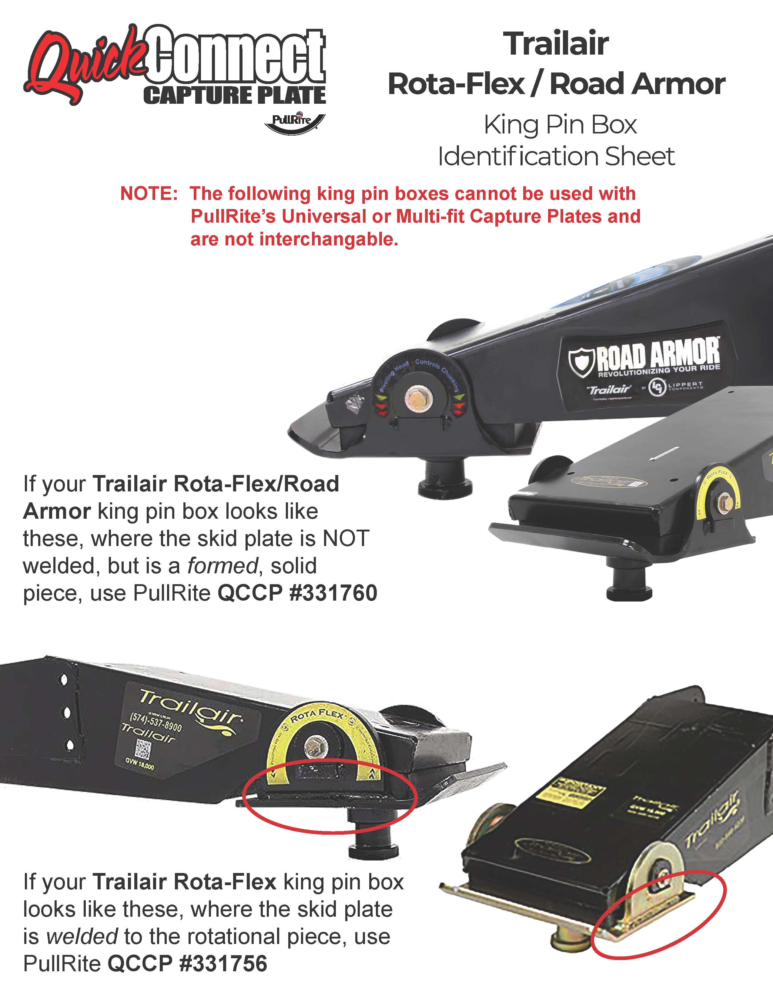 Trailair Rotoflex King PIn ID Sheet